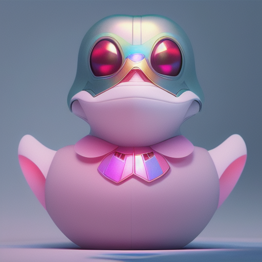 duck #159 | Photo of a blend of alien, rubber ducky and duckling as king with red reflections in eyes, cyberpunk cyborg, sci - fi, intricate abstract upper body intricate artwork, by tooth wu, wlop, beeple