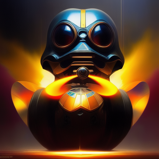 duck #238 | Photo of a blend of droid and rubber ducky, cosmic energy, colorful, painting burst, dramatic lighting, tone mapped, intricate, elegant, highly detailed, digital painting, artstation, concept art