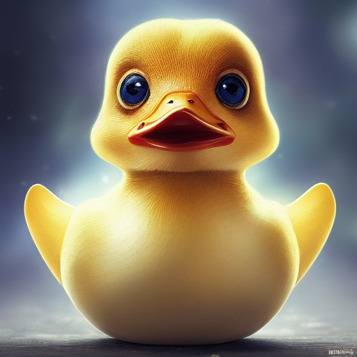 duck #449 | Cute little blend of duckling and duckie, toy, large eyes, very cute, professional majestic oil painting, 3d render, cgi, cosmic energy, colorful, painting burst, beautiful face, symmetrical face