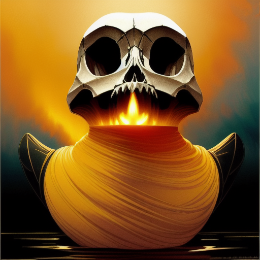 duck #337 | Photo of skull duck warrior, 2d ferocious head, vector illustration, angry eyes, football team emblem logo, 2d flat, centered, masterpiece, colorful, painting burst, dramatic lighting, tone mapped