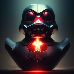 duck #47 | Photo of a blend of darth vader, rubber ducky and duckling as king with red reflections in eyes, professional majestic oil painting by Ed Blinkey,Atey Ghailan,Studio Ghibli,by Jeremy Mann