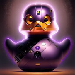 duck #755 | A simple fearful purple blend of duck and droid dressed like a musician, horror movie style, glossy, Aykut Aydogdu, Mad Magazine, cyberpunk cyborg, sci - fi