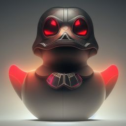 duck #10 | Photo of a blend of alien, rubber ducky and duckling as king with red reflections in eyes, cyberpunk cyborg, sci - fi, intricate abstract upper body intricate artwork, by tooth wu, wlop, beeple