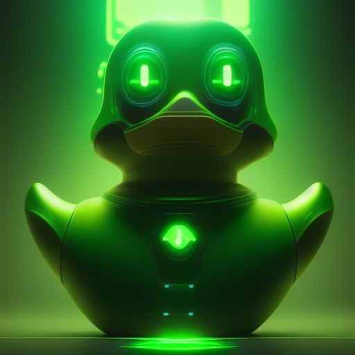 duck #316 | A very green rubber duck, cyberpunk cyborg, sci - fi, intricate abstract upper body intricate artwork, by tooth wu, wlop, beeple, dan mumford. concept art, octane render, deviantart, greg rutkowski