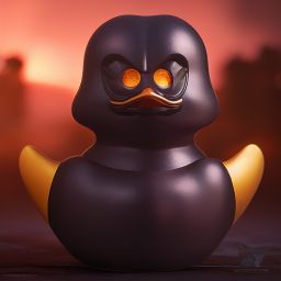 duck #421 | A fierce blend of knight and rubber duck, large eyes, menacing, professional majestic oil painting, 3d render, cgi