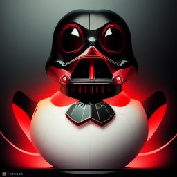 duck #78 | Photo of a blend of darth vader, droid, rubber ducky and duckling as king with red reflections in eyes, cyberpunk cyborg, sci - fi, intricate abstract upper body intricate artwork, by tooth wu, wlop