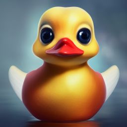 duck #446 | Cute little blend of duckling and duckie, toy, large eyes, very cute, professional majestic oil painting, 3d render, cgi, cosmic energy, colorful, painting burst, beautiful face, symmetrical face