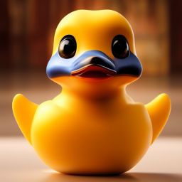 duck #434 | A sweet little blend of duckling and rubber duckie, large eyes, cute, professional majestic oil painting, 3d render, cgi