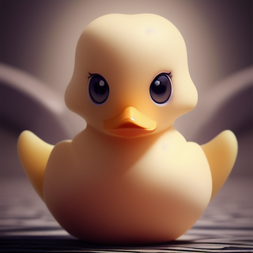 duck #504 | A picture of a cute little blend of baby duckling and rubber ducky, beautiful, rubber toy, plastic toy, very cute, innocent, friendly, funny, professional, majestic, 3d render, cgi, cosmic energy