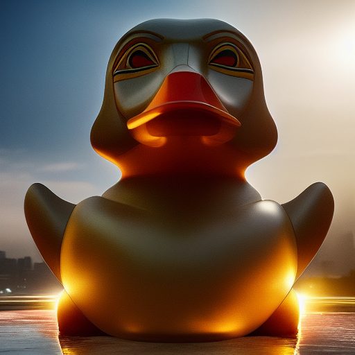 duck #513 | Enourmous statue of blend of egyptian duck sphinx and rubber ducky, egyptian god, professional, majestic, trending on CGSociety, volumetric lighting, masterpiece, intricate, elegant, highly detailed