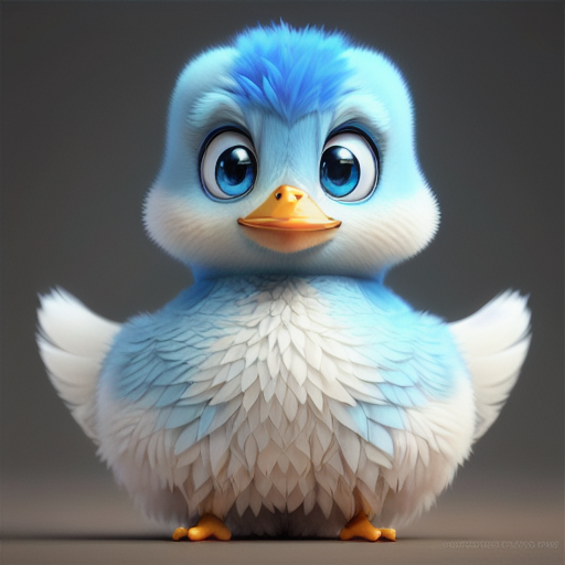 duck #719 | 3d fluffy a cute blue duck, strong colors, perfect beak, colorful, big eyes, tiny toy, animated movie character, soft smooth lighting , 3d fluffy, closeup cute and adorable