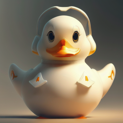 duck #865 | A open joyful white blend of duck and rubber duck dressed like a astronaut, horror movie style, smooth, Michael Vincent Manalo, Makoto Shinkai, 3d fluffy, closeup cute and adorable