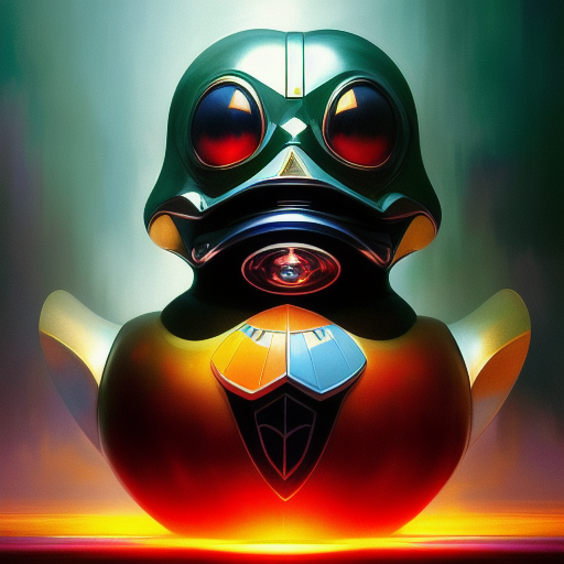 duck #234 | Photo of a blend of droid and rubber ducky, cosmic energy, colorful, painting burst, dramatic lighting, tone mapped, intricate, elegant, highly detailed, digital painting, artstation, concept art