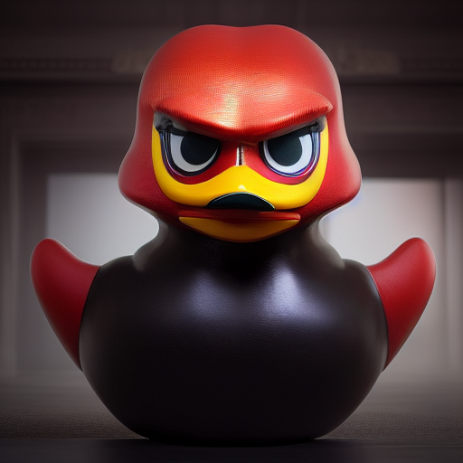 duck #418 | A angry looking blend of luchador and rubber duck, large eyes, menacing, professional majestic oil painting, 3d render, cgi