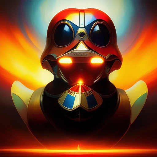 duck #287 | Photo of a blend of droid and rubber ducky, cosmic energy, colorful, painting burst, dramatic lighting, tone mapped, intricate, elegant, highly detailed, digital painting, artstation, concept art