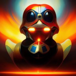 duck #288 | Photo of a blend of droid and rubber ducky, cosmic energy, colorful, painting burst, dramatic lighting, tone mapped, intricate, elegant, highly detailed, digital painting, artstation, concept art