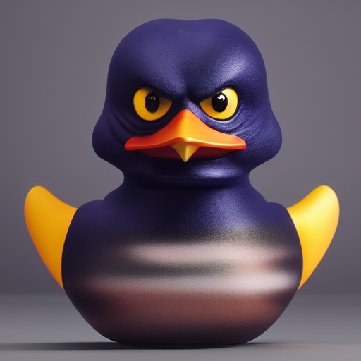 duck #404 | A angry looking blend of bird and rubber duck, large eyes, menacing look, professional majestic oil painting, 3d render, cgi