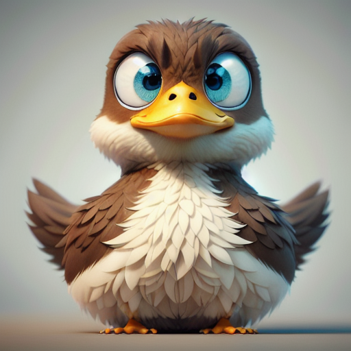 duck #699 | 3d fluffy a cute brown duck, strong colors, perfect beak, colorful, big eyes, tiny toy, animated movie character, soft smooth lighting , 3d fluffy, closeup cute and adorable