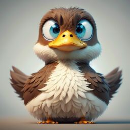 duck #700 | 3d fluffy a cute brown duck, strong colors, perfect beak, colorful, big eyes, tiny toy, animated movie character, soft smooth lighting , 3d fluffy, closeup cute and adorable