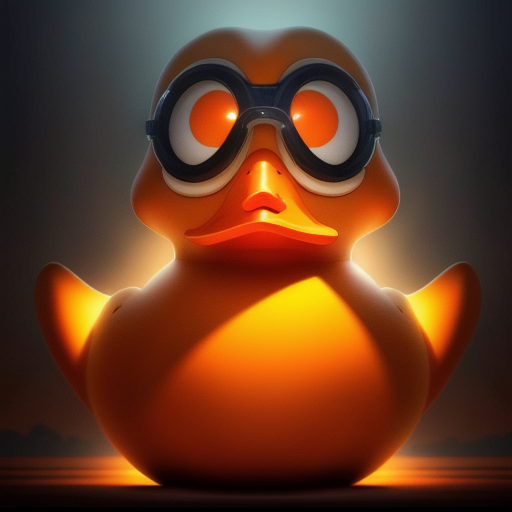 duck #928 | A rustic angry orange blend of duck and duck dressed like a chemist, from an action movie, stone-like, Bastien Lecouffe Deharme, Alex Hirsch, professional majestic oil painting by Ed Blinkey