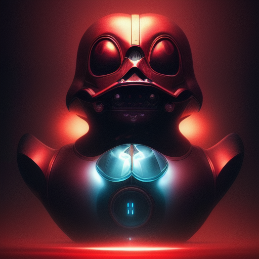 duck #47 | Photo of a blend of darth vader, rubber ducky and duckling as king with red reflections in eyes, professional majestic oil painting by Ed Blinkey,Atey Ghailan,Studio Ghibli,by Jeremy Mann