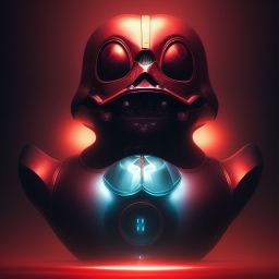 duck #48 | Photo of a blend of darth vader, rubber ducky and duckling as king with red reflections in eyes, professional majestic oil painting by Ed Blinkey,Atey Ghailan,Studio Ghibli,by Jeremy Mann