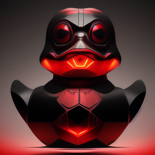 duck #165 | Photo of a blend of robot, rubber ducky and duckling as king with red reflections in eyes, cyberpunk cyborg, sci - fi, intricate abstract upper body intricate artwork, by tooth wu, wlop, beeple