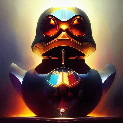 duck #230 | Photo of a blend of droid and rubber ducky, cosmic energy, colorful, painting burst, dramatic lighting, tone mapped, intricate, elegant, highly detailed, digital painting, artstation, concept art