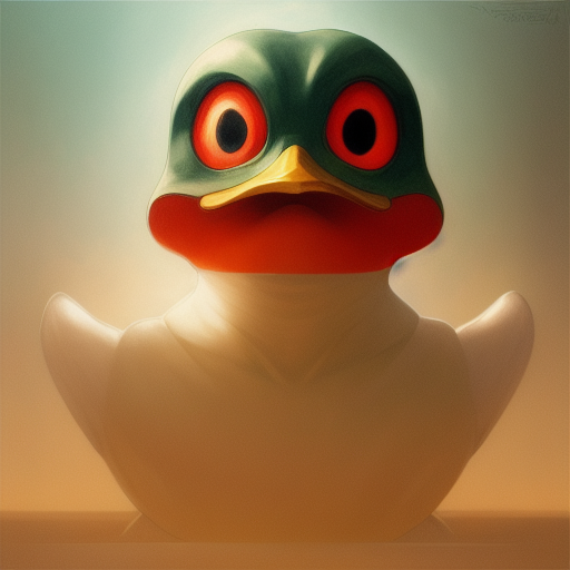 duck #329 | Photo of angry duck warrior, 2d ferocious head, vector illustration, angry eyes, football team emblem logo, 2d flat, centered, masterpiece, colorful, painting burst, dramatic lighting, tone mapped