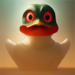 duck #330 | Photo of angry duck warrior, 2d ferocious head, vector illustration, angry eyes, football team emblem logo, 2d flat, centered, masterpiece, colorful, painting burst, dramatic lighting, tone mapped