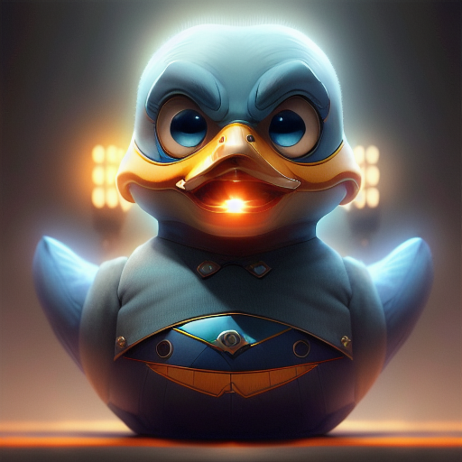 duck #857 | A mysterious angry blue blend of duck and vampire dressed like a conductor, sci-fi, science fiction, cyberpunk, metallic, Anna Dittmann, Louis Glackens, cyberpunk cyborg, sci - fi