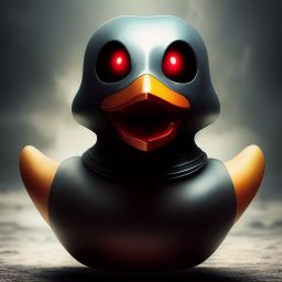 duck #377 | A ferocious blend of warrior and rubber duck, in armor, battle, angry