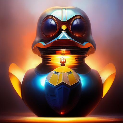 duck #242 | Photo of a blend of droid and rubber ducky, cosmic energy, colorful, painting burst, dramatic lighting, tone mapped, intricate, elegant, highly detailed, digital painting, artstation, concept art