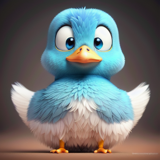 duck #653 | 3d fluffy a cute blue duck, strong colors, perfect beak, colorful, big eyes, tiny toy, animated movie character, soft smooth lighting , 3d fluffy, closeup cute and adorable