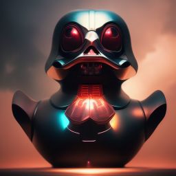 duck #68 | Photo of a blend of darth vader, rubber ducky and duckling as king with red reflections in eyes, professional majestic oil painting by Ed Blinkey,Atey Ghailan,Studio Ghibli,by Jeremy Mann