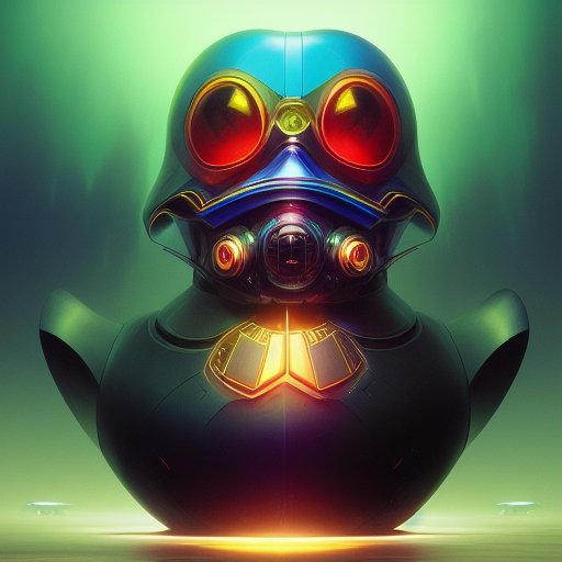 duck #209 | Photo of a blend of droid and rubber ducky, cosmic energy, colorful, painting burst, dramatic lighting, tone mapped, intricate, elegant, highly detailed, digital painting, artstation, concept art