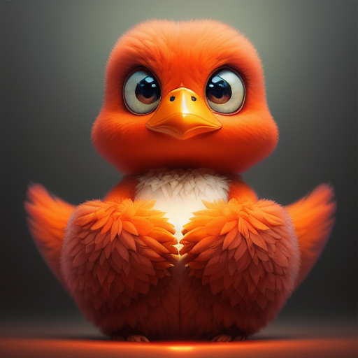 duck #657 | 3d fluffy a cute red duck, strong colors, perfect beak, colorful, soft smooth lighting , 3d fluffy, closeup cute and adorable, cute big circular reflective eyes, long fuzzy fur, Pixar render