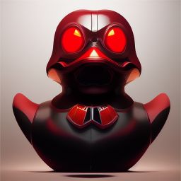 duck #31 | Photo of a blend of alien, rubber ducky and duckling as king with red reflections in eyes, cyberpunk cyborg, sci - fi, intricate abstract upper body intricate artwork, by tooth wu, wlop, beeple