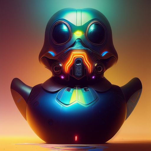 duck #225 | Photo of a blend of droid and rubber ducky, cosmic energy, colorful, painting burst, dramatic lighting, tone mapped, intricate, elegant, highly detailed, digital painting, artstation, concept art