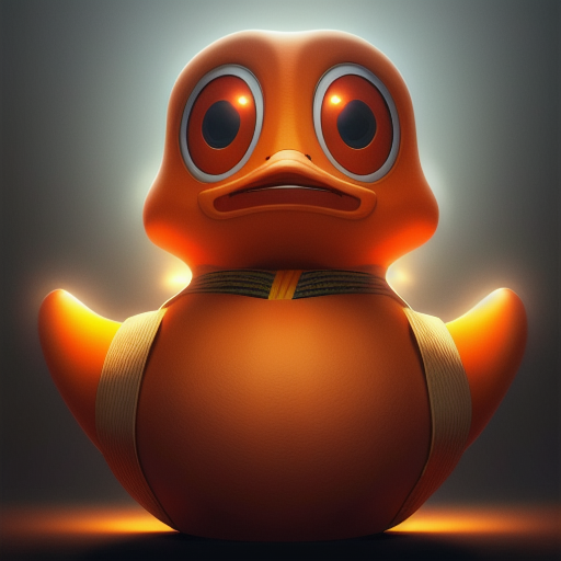 duck #757 | A crazy fearful orange blend of duck and robot dressed like a martial artist, fantasy movie setting, lotr, translucent, Charles Csuri, Nick Park, cyberpunk cyborg, sci - fi