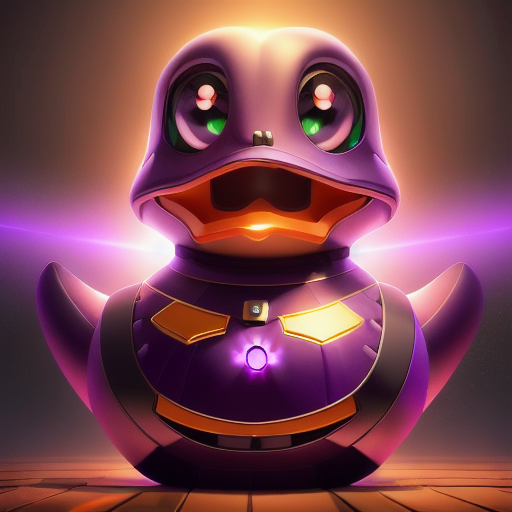 duck #916 | A optimistic joyful purple blend of duck and robot dressed like a witch, from an action movie, matte, Juhani Jokinen, Katsuhiro Otomo, 3d fluffy, closeup cute and adorable