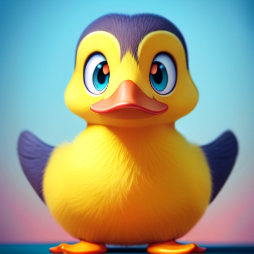 duck #692 | A cute blend of duck and duckling with multicolored skin, strong colors, colorful, big eyes, tiny toy, animated movie character, soft smooth lighting, 3d fluffy, closeup cute and adorable