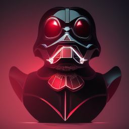 duck #73 | Photo of a blend of darth vader, droid, rubber ducky and duckling as king with red reflections in eyes, cyberpunk cyborg, sci - fi, intricate abstract upper body intricate artwork, by tooth wu, wlop