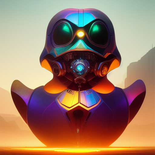 duck #214 | Photo of a blend of droid and rubber ducky, cosmic energy, colorful, painting burst, dramatic lighting, tone mapped, intricate, elegant, highly detailed, digital painting, artstation, concept art