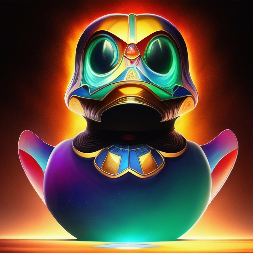 duck #197 | Photo of a blend of droid and rubber ducky, cosmic energy, colorful, painting burst, dramatic lighting, tone mapped, intricate, elegant, highly detailed, digital painting, artstation, concept art