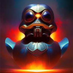 duck #244 | Photo of a blend of droid and rubber ducky, cosmic energy, colorful, painting burst, dramatic lighting, tone mapped, intricate, elegant, highly detailed, digital painting, artstation, concept art