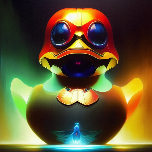 duck #248 | Photo of a blend of droid and rubber ducky, cosmic energy, colorful, painting burst, dramatic lighting, tone mapped, intricate, elegant, highly detailed, digital painting, artstation, concept art