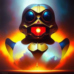 duck #264 | Photo of a blend of droid and rubber ducky, cosmic energy, colorful, painting burst, dramatic lighting, tone mapped, intricate, elegant, highly detailed, digital painting, artstation, concept art