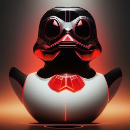 duck #14 | Photo of a blend of alien, rubber ducky and duckling as king with red reflections in eyes, cyberpunk cyborg, sci - fi, intricate abstract upper body intricate artwork, by tooth wu, wlop, beeple