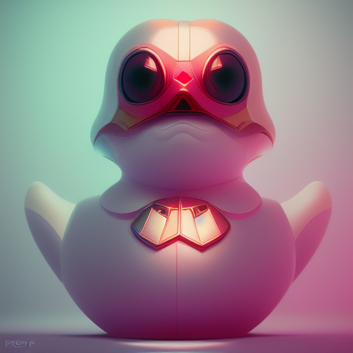 duck #151 | Photo of a blend of alien, rubber ducky and duckling as king with red reflections in eyes, cyberpunk cyborg, sci - fi, intricate abstract upper body intricate artwork, by tooth wu, wlop, beeple